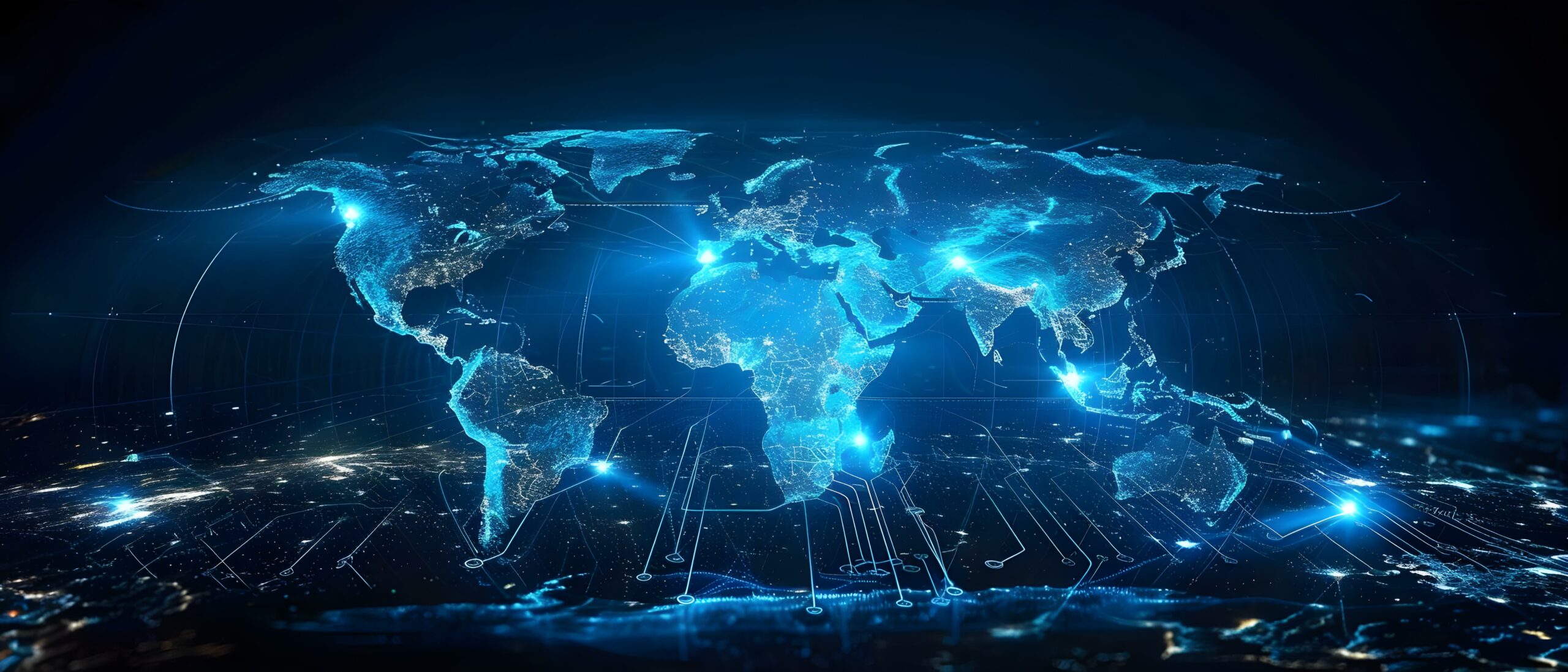 Global 5G Connectivity Map - Blue Digital Network Vision. Concept 5G Technology, Global Connectivity, Digital Networks, Mapping Technology, Innovation